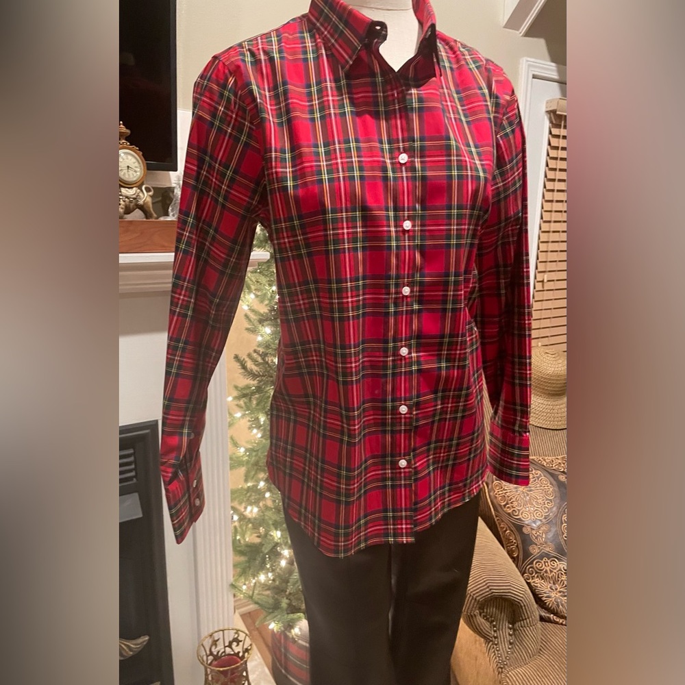 Lands' End Vibrant Plaid Shirt